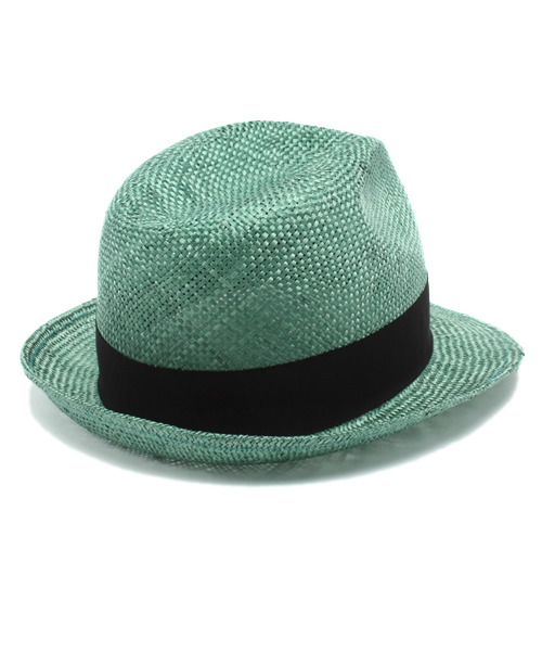KATHARINE HAMNETT LONDON （キャサリンハムネットロンドン）の「QING RAMIE BRAID HAT / クインラミーブレードハット（ハット・メンズ・ホワイト/グリーン/ネイビー・FREE）」の5枚目の写真