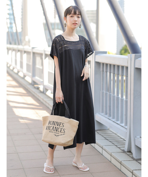 CRAFT STANDARD BOUTIQUE（クラフトスタンダードブティック）の「マキシレース切替カットワンピース○（ワンピース・レディース・ブラック/キャメル/カーキ・FREE）」の2枚目の写真