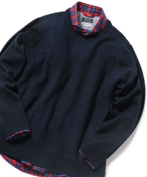 MEN'S BIGI（メンズビギ）の「【俳優 大谷亮平さん着用】ジャガード ハイゲージニット（ニット/セーター・メンズ・ブラック/ネイビー/イエロー・S/M/L）」の2枚目の写真