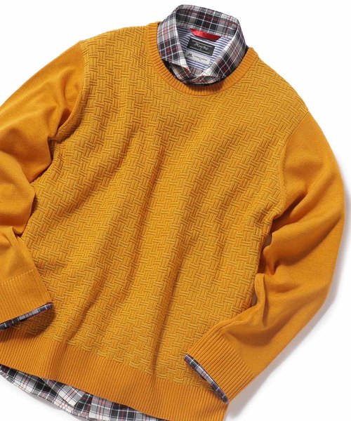 MEN'S BIGI（メンズビギ）の「【俳優 大谷亮平さん着用】ジャガード ハイゲージニット（ニット/セーター・メンズ・ブラック/ネイビー/イエロー・S/M/L）」の3枚目の写真