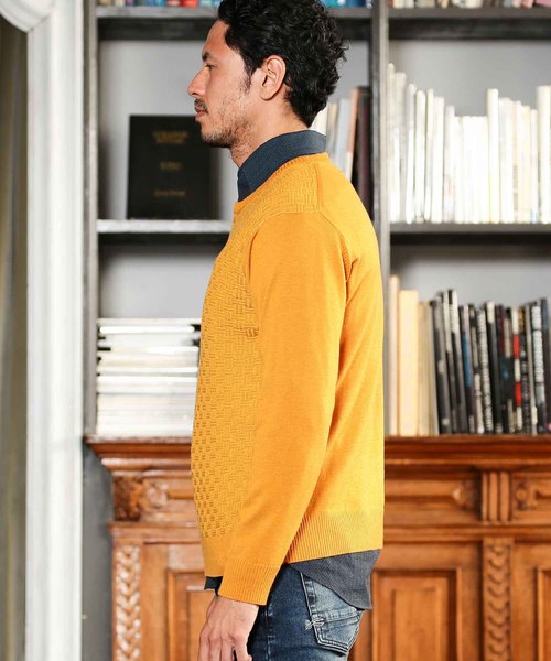 MEN'S BIGI（メンズビギ）の「【俳優 大谷亮平さん着用】ジャガード ハイゲージニット（ニット/セーター・メンズ・ブラック/ネイビー/イエロー・S/M/L）」の17枚目の写真