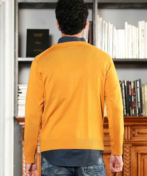 MEN'S BIGI（メンズビギ）の「【俳優 大谷亮平さん着用】ジャガード ハイゲージニット（ニット/セーター・メンズ・ブラック/ネイビー/イエロー・S/M/L）」の18枚目の写真