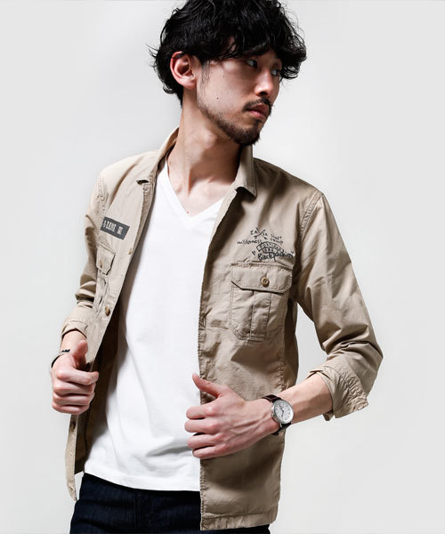 NANO universe（ナノユニバース）の「ヴィンテージライクミリタリーSH（シャツ/ブラウス・メンズ・カーキ/オリーブ/ベージュ・SMALL/MEDIUM/X-LARGE/LARGE）」の19枚目の写真