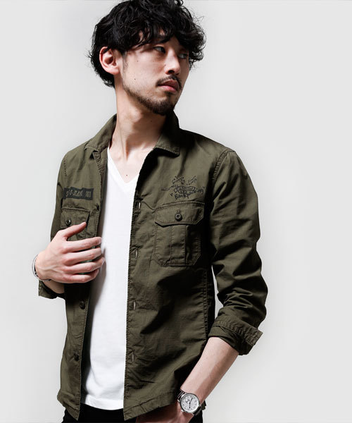 NANO universe（ナノユニバース）の「ヴィンテージライクミリタリーSH（シャツ/ブラウス・メンズ・カーキ/オリーブ/ベージュ・SMALL/MEDIUM/X-LARGE/LARGE）」の10枚目の写真