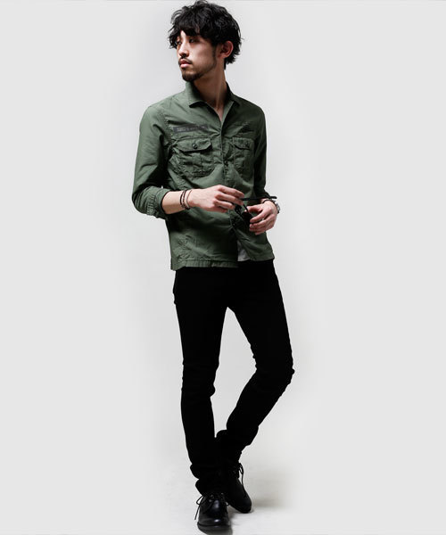 NANO universe（ナノユニバース）の「ヴィンテージライクミリタリーSH（シャツ/ブラウス・メンズ・カーキ/オリーブ/ベージュ・SMALL/MEDIUM/X-LARGE/LARGE）」の13枚目の写真
