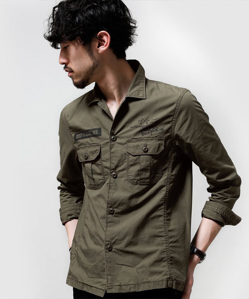 NANO universe（ナノユニバース）の「ヴィンテージライクミリタリーSH（シャツ/ブラウス・メンズ・カーキ/オリーブ/ベージュ・SMALL/MEDIUM/X-LARGE/LARGE）」の16枚目の写真