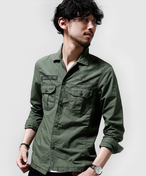 NANO universe（ナノユニバース）の「ヴィンテージライクミリタリーSH（シャツ/ブラウス・メンズ・カーキ/オリーブ/ベージュ・SMALL/MEDIUM/X-LARGE/LARGE）」の17枚目の写真