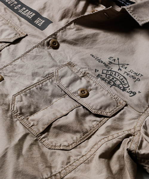 NANO universe（ナノユニバース）の「ヴィンテージライクミリタリーSH（シャツ/ブラウス・メンズ・カーキ/オリーブ/ベージュ・SMALL/MEDIUM/X-LARGE/LARGE）」の14枚目の写真