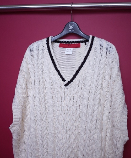 AFYF（エーエフワイエフ）の「【ビッグシルエット】AFYF 2019AWDS CABLE KNIT VEST/オーバーサイズケーブルニットベスト（ニット/セーター・メンズ・ホワイト/ベージュ/ブラック・FREE）」の16枚目の写真