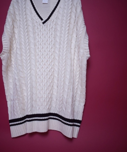 AFYF（エーエフワイエフ）の「【ビッグシルエット】AFYF 2019AWDS CABLE KNIT VEST/オーバーサイズケーブルニットベスト（ニット/セーター・メンズ・ホワイト/ベージュ/ブラック・FREE）」の17枚目の写真