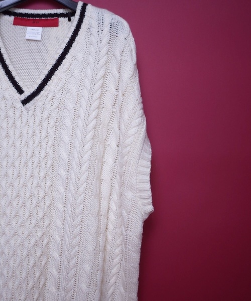 AFYF（エーエフワイエフ）の「【ビッグシルエット】AFYF 2019AWDS CABLE KNIT VEST/オーバーサイズケーブルニットベスト（ニット/セーター・メンズ・ホワイト/ベージュ/ブラック・FREE）」の18枚目の写真