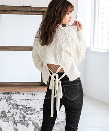 fifth | 【インスタグラマーコラボ】バックシャンケーブルVネックニット(ニット/セーター)