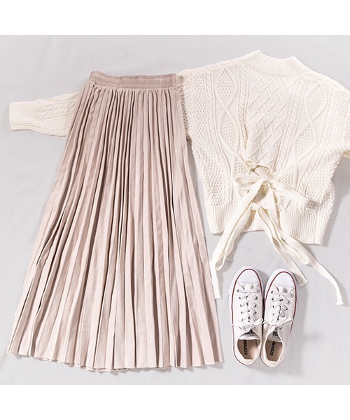 fifth(フィフス)の「バックシャンケーブルVネックニット(ニット/セーター・レディース・ホワイト/ブラウン・MEDIUM)」の14枚目の写真