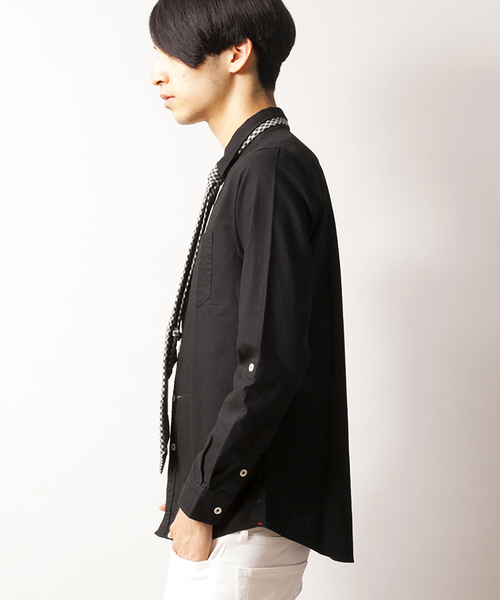 WEGO（ウィゴー）の「WEGO/ガーメントダイオックスシャツ（シャツ/ブラウス・メンズ・ホワイト/ブラック/ロイヤルブルー/ワイン・LARGE/MEDIUM）」の21枚目の写真