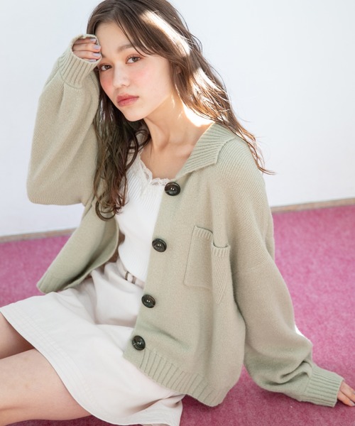 Heather（ヘザー）の「モチモチニットジャケット　864601（ニット/セーター・レディース・ホワイト系その他/グリーン系その他/ベージュ・FREE）」の3枚目の写真