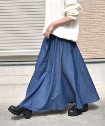 Coo+i（クーイ）の「デニムロング丈フレアスカート（デニムスカート）」