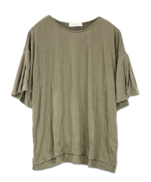 and it_(アンドイット)の「くしゅくしゅドルマンフレアスリーブワイドカットソー(Tシャツ/カットソー)」|カーキ