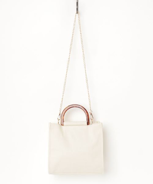 WEGO(ウィゴー)の「WEGO/べっ甲ハンドルロゴショルダーバッグ(ショルダーバッグ・レディース・ホワイト系その他/ベージュ・FREE)」の3枚目の写真