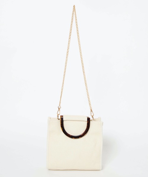 WEGO(ウィゴー)の「WEGO/べっ甲ハンドルロゴショルダーバッグ(ショルダーバッグ・レディース・ホワイト系その他/ベージュ・FREE)」の10枚目の写真