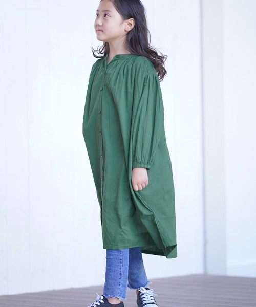 セール キッズ ボリューム袖ノーカラーシャツワンピ シャツワンピース Rps アールピーエス のファッション通販 Zozotown