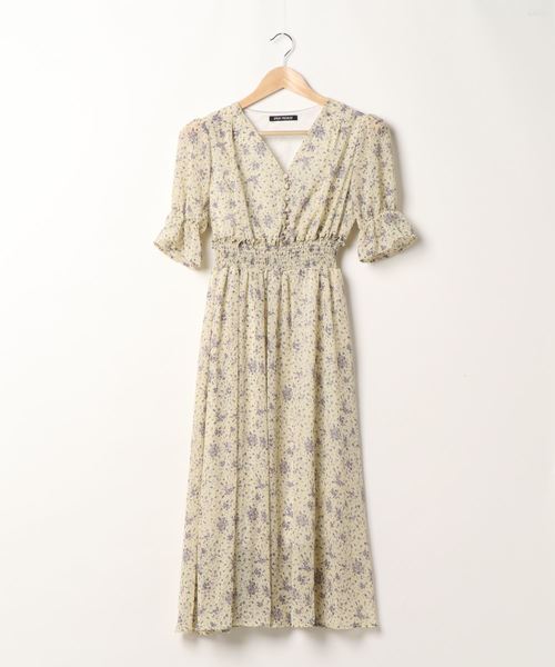 ADIEU TRISTESSE 花柄 ワンピース 40 レース くるみボタン セール】【WEB限定】くるみボタン花柄ワンピース(ワンピース