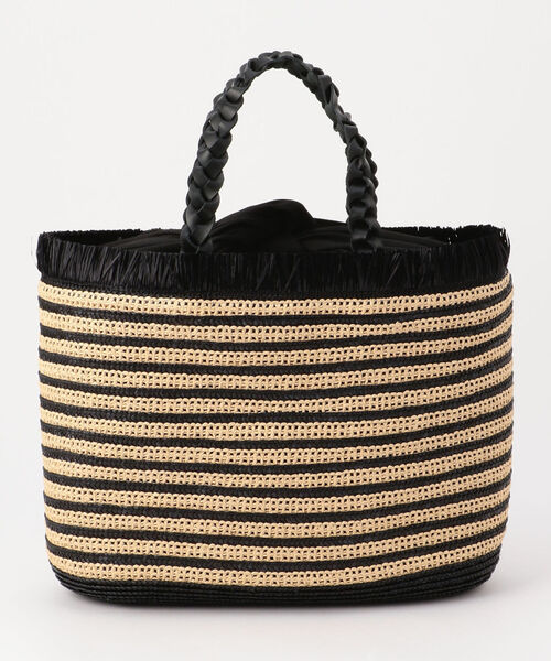 NOLLEY’S（ノーリーズ）の「【roberto pancani /ロベルト パンカーニ】ボーダーフリンジラウンドカゴバッグ（かごバッグ