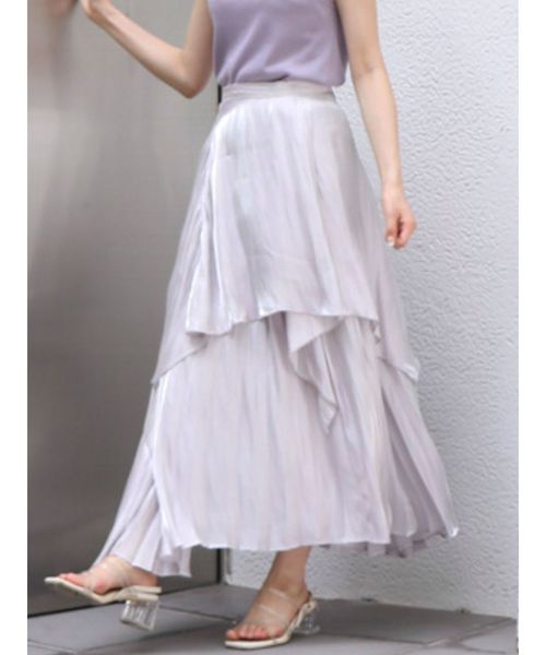 dazzlin（ダズリン）の「レイヤードグロスフレアスカート（スカート・レディース・グレー/グリーン/アイボリー・SMALL/MEDIUM）」の3枚目の写真