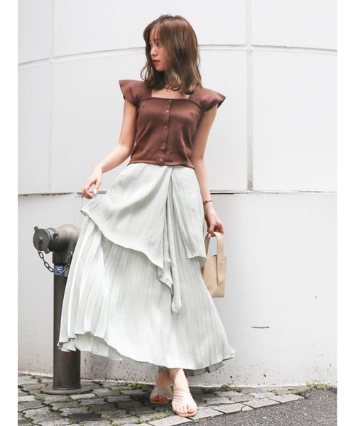 dazzlin（ダズリン）の「レイヤードグロスフレアスカート（スカート・レディース・グレー/グリーン/アイボリー・SMALL/MEDIUM）」の10枚目の写真