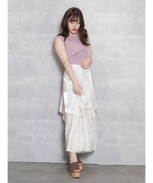 dazzlin（ダズリン）の「レイヤードグロスフレアスカート（スカート・レディース・グレー/グリーン/アイボリー・SMALL/MEDIUM）」の4枚目の写真