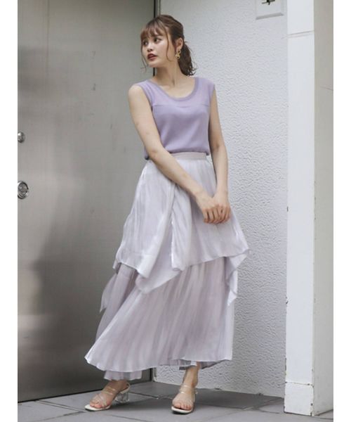 dazzlin（ダズリン）の「レイヤードグロスフレアスカート（スカート・レディース・グレー/グリーン/アイボリー・SMALL/MEDIUM）」の9枚目の写真