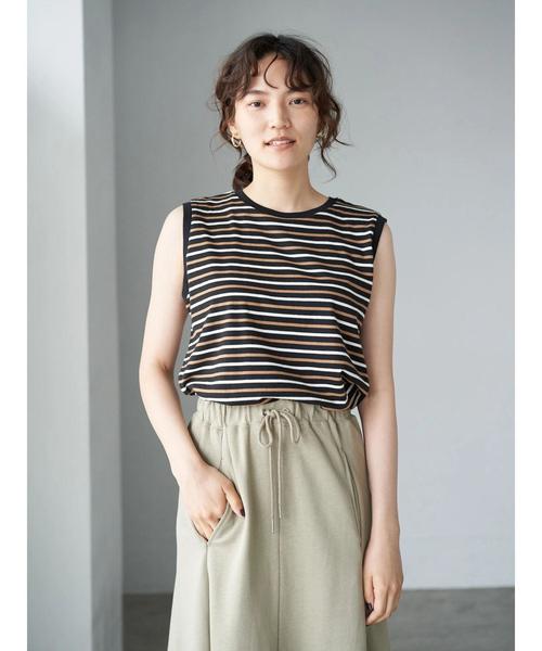 AMERICAN HOLIC（アメリカンホリック）の「ノースリーブボーダーカットプルオーバー 〇＊（Tシャツ/カットソー・レディース・ブラック系その他4/ブラック/キャメル/マルチ/その他7/ホワイト系その他4/オフホワイト/ブルー系その他2・L/M）」の11枚目の写真