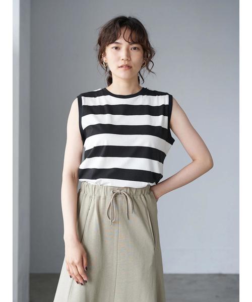 AMERICAN HOLIC（アメリカンホリック）の「ノースリーブボーダーカットプルオーバー 〇＊（Tシャツ/カットソー・レディース・ブラック系その他4/ブラック/キャメル/マルチ/その他7/ホワイト系その他4/オフホワイト/ブルー系その他2・L/M）」の8枚目の写真