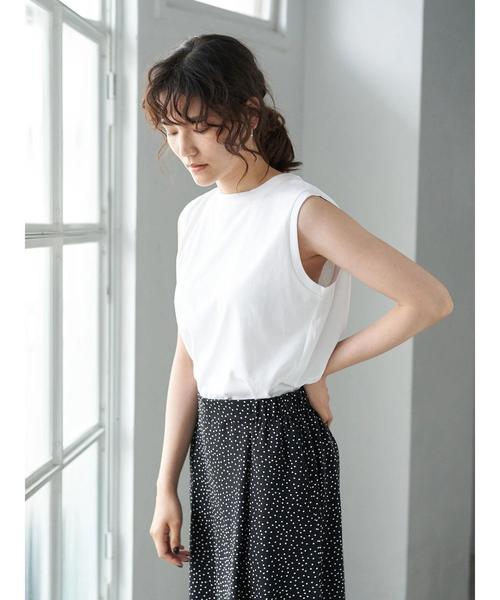 AMERICAN HOLIC（アメリカンホリック）の「ノースリーブボーダーカットプルオーバー 〇＊（Tシャツ/カットソー・レディース・ブラック系その他4/ブラック/キャメル/マルチ/その他7/ホワイト系その他4/オフホワイト/ブルー系その他2・L/M）」の2枚目の写真