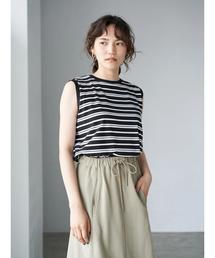 AMERICAN HOLIC | ノースリーブボーダーカットプルオーバー 〇＊(Tシャツ/カットソー)