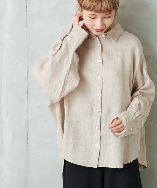 ❤️PUAL CE CIN❤️大人気✨️ピンク リネン シャツ ピュアル 100% PUAL CE CIN（ピュアルセシン）の「リネンシャツ（シャツ