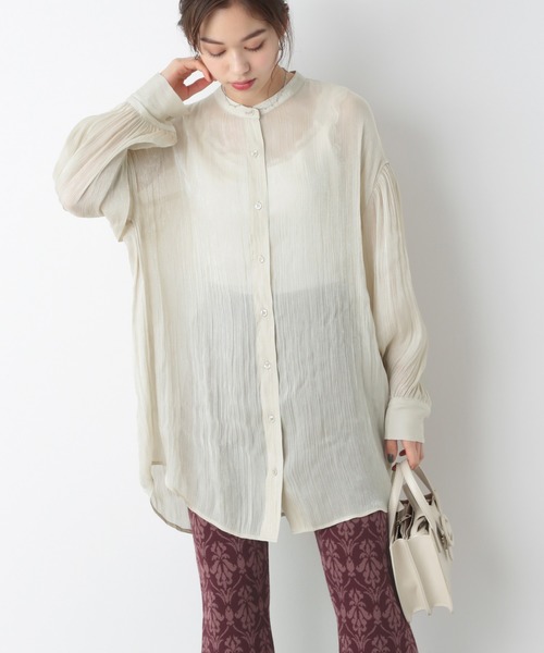 Heather（ヘザー）の「２ＷＡＹサテンシャツ 896362（シャツ/ブラウス・レディース・ホワイト/ベージュ/ブルー/ピンク・FREE）」の5枚目の写真