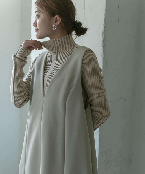 KBF+ 　ナナメ編みリブハイネックニット KBF KBF+ ナナメ編みリブハイネックニット KBF