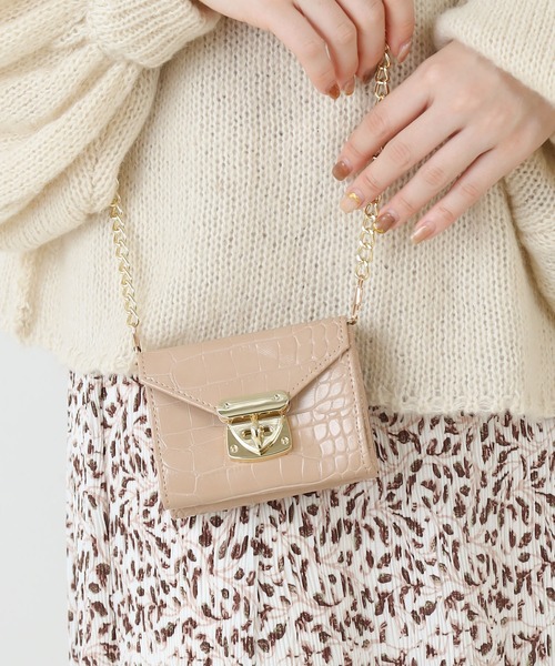 Chico（チコ）の「チェーン付きクロコミニウォレット（ショルダーバッグ・レディース・ブラック/ブラウン/ライトベージュ・FREE）」の3枚目の写真