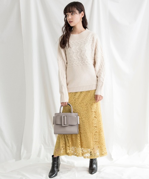MILLION CARATS（ミリオンカラッツ）の「【STYLE4】ドルマンケーブルニット（ニット/セーター・レディース・オフホワイト/サンドベージュ/イエロー・FREE）」の4枚目の写真