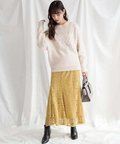 MILLION CARATS（ミリオンカラッツ）の「【STYLE4】ドルマンケーブルニット（ニット/セーター・レディース・オフホワイト/サンドベージュ/イエロー・FREE）」の11枚目の写真