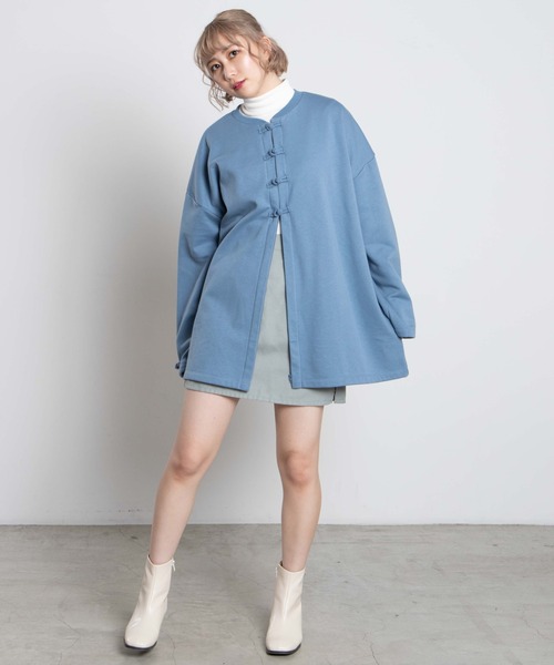 dispark（ディスパーク）の「DISPARK/チャイナボタンジップスウェット（スウェット・レディース・ブラック/パープル/ブルー・FREE）」の4枚目の写真