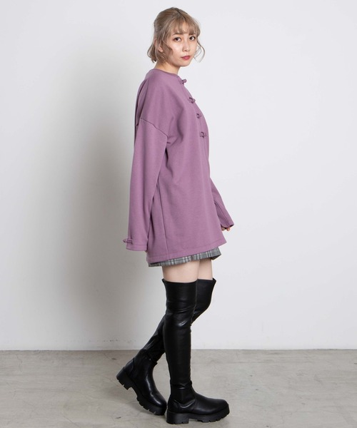 dispark（ディスパーク）の「DISPARK/チャイナボタンジップスウェット（スウェット・レディース・ブラック/パープル/ブルー・FREE）」の10枚目の写真