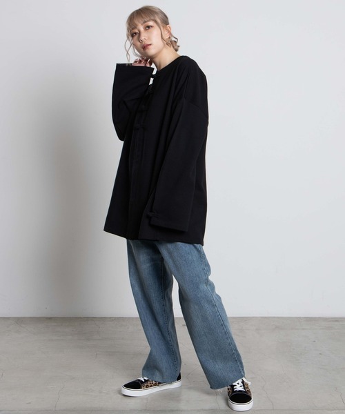 dispark（ディスパーク）の「DISPARK/チャイナボタンジップスウェット（スウェット・レディース・ブラック/パープル/ブルー・FREE）」の9枚目の写真