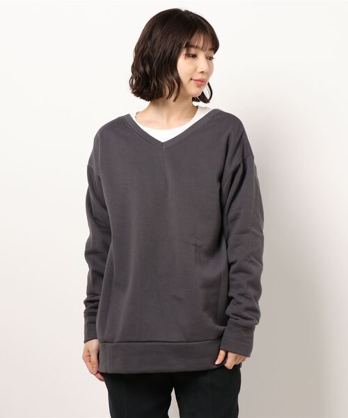 KOBE LETTUCE（コウベレタス）の「[ 3点セット ] ロンT+裏起毛前後2WAYプルオーバー+キャンバスバッグ（その他トップス・レディース・ブラック/ベージュ/ブラウン系その他/チャコール・FREE）」の6枚目の写真