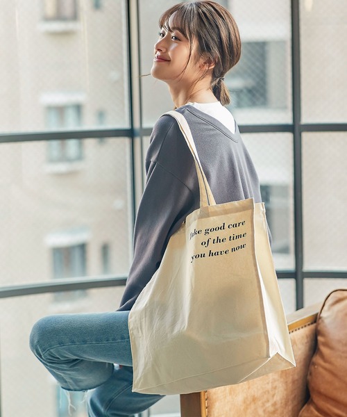 KOBE LETTUCE（コウベレタス）の「[ 3点セット ] ロンT+裏起毛前後2WAYプルオーバー+キャンバスバッグ（その他トップス・レディース・ブラック/ベージュ/ブラウン系その他/チャコール・FREE）」の9枚目の写真