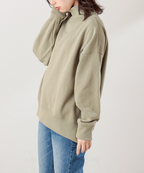 natural couture(ナチュラルクチュール)の「裏起毛裏毛ハイネックゆるトップス(Tシャツ/カットソー・レディース・アイボリー/スミクロ/ミント/ピンク/グレイッシュベージュ・FREE)」の22枚目の写真