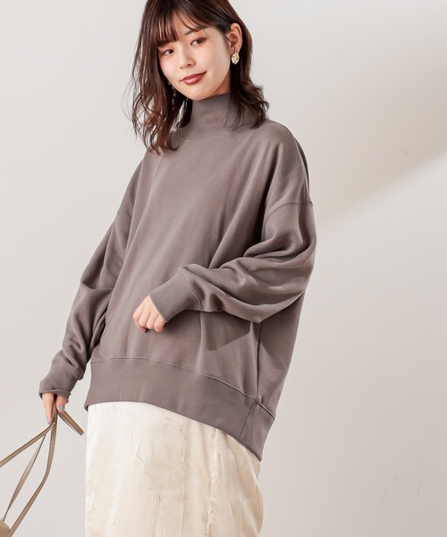 natural couture(ナチュラルクチュール)の「裏起毛裏毛ハイネックゆるトップス(Tシャツ/カットソー・レディース・アイボリー/スミクロ/ミント/ピンク/グレイッシュベージュ・FREE)」の18枚目の写真