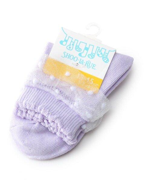 SHOO・LA・RUE（シューラルー）の「◆シースルードットフリルショート丈ソックス（ソックス/靴下・キッズ・ライトパープル/ベビーピンク/アイボリー/ネイビー・56/59/53）」の3枚目の写真
