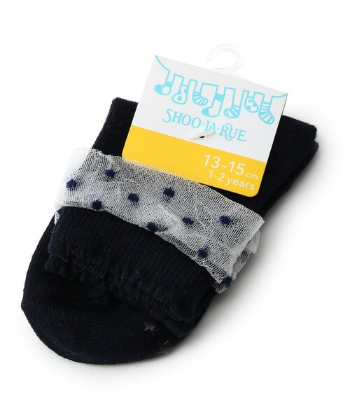 SHOO・LA・RUE（シューラルー）の「◆シースルードットフリルショート丈ソックス（ソックス/靴下・キッズ・ライトパープル/ベビーピンク/アイボリー/ネイビー・56/59/53）」の2枚目の写真