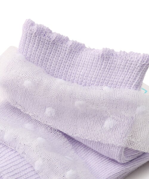 SHOO・LA・RUE（シューラルー）の「◆シースルードットフリルショート丈ソックス（ソックス/靴下・キッズ・ライトパープル/ベビーピンク/アイボリー/ネイビー・56/59/53）」の6枚目の写真